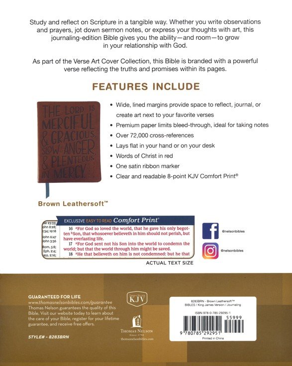 KJV, Journal Reference Edition Bible, Verse Art Cover Collection, Leathersoft, Brown, Red Letter, Comfort Print - Imagen 15