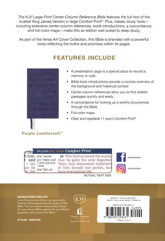 KJV Large Print Bible w/ 53,000 Cross References, Purple Leathersoft, Red Letter, Comfort Print - Imagen 16