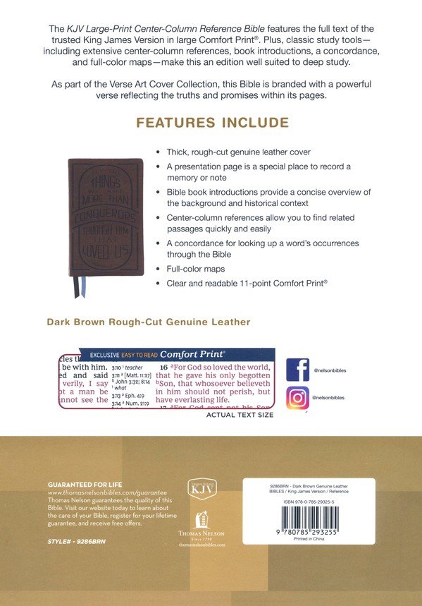 KJV Large Print Bible w/ 53,000 Cross References, Brown Genuine Cowhide Leather, Red Letter, Comfort Print - Imagen 17