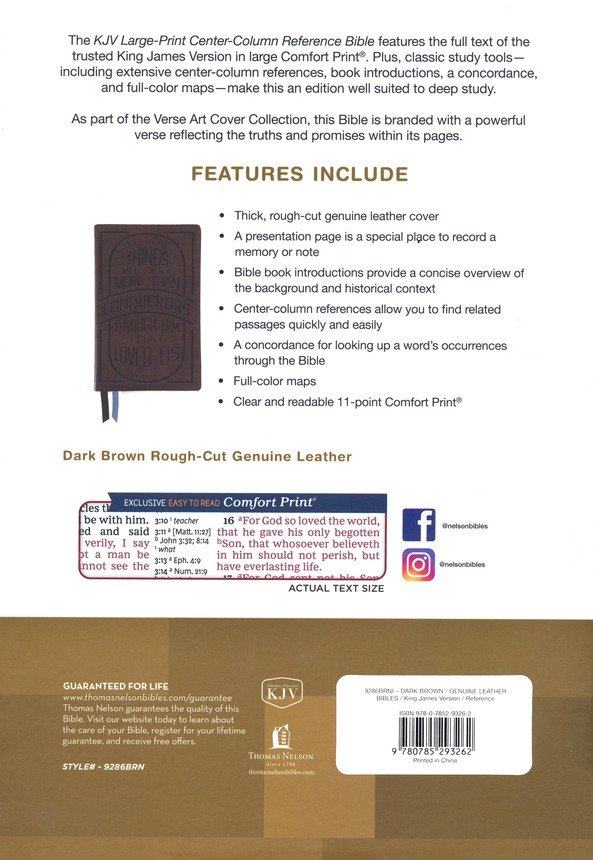 KJV Large Print Bible w/ 53,000 Cross References, Brown Genuine Cowhide Leather with Thumb Index Red Letter, Comfort Print - Imagen 17