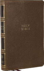 KJV, Compact Center-Column Reference Bible, Leathersoft, Brown, Red Letter, Thumb Indexed, Comfort Print