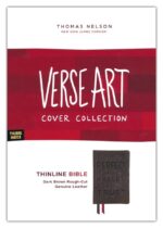 Alternative view of NKJV, Thinline Bible, Verse Art Cover Collection, Genuine Leather, Brown, Thumb Indexed, Red Letter, Comfort Print