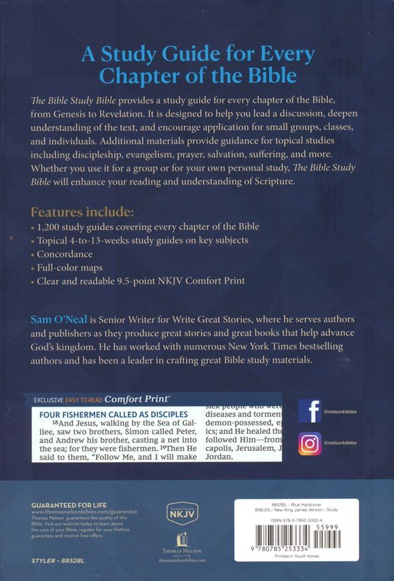 NKJV, The Bible Study Bible, Cloth over Board, Blue, Comfort Print - Imagen 12
