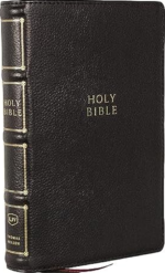 KJV, Compact Center-Column Reference Bible, Genuine Leather, Black, Red Letter, Thumb Indexed, Comfort Print