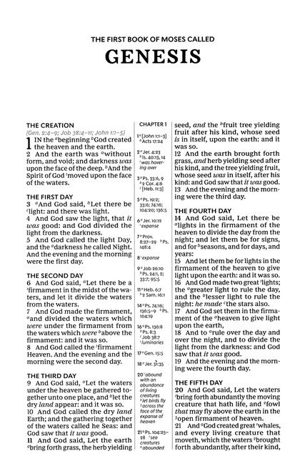 KJV, Compact Center-Column Reference Bible, Genuine Leather, Black, Red Letter, Thumb Indexed, Comfort Print - Imagen 4