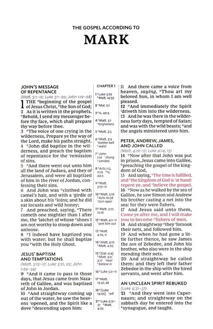 KJV, Compact Center-Column Reference Bible, Genuine Leather, Black, Red Letter, Thumb Indexed, Comfort Print - Imagen 7
