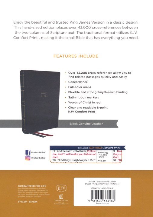 KJV, Compact Center-Column Reference Bible, Genuine Leather, Black, Red Letter, Thumb Indexed, Comfort Print - Imagen 11