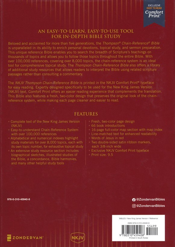 NKJV, Thompson Chain-Reference Bible, Hardcover, Red Letter, Comfort Print - Imagen 9