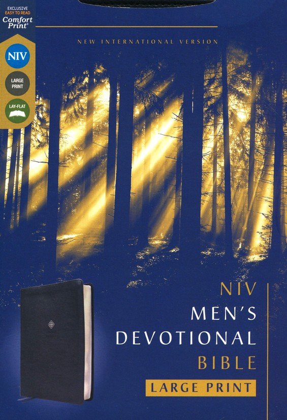 NIV, Men's Devotional Bible (By Men, for Men), Large Print, Leathersoft, Black, Comfort Print - Imagen 2