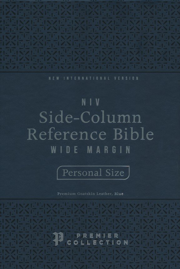 NIV, Side-Column Reference Bible (Deep Study at a Portable Size), Personal Size, Premium Goatskin Leather, Blue, Premier Collection, Art Gilded Edges, Comfort Print - Imagen 2