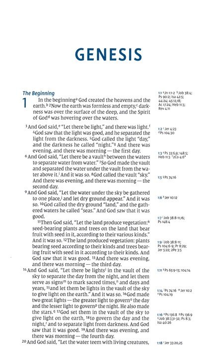 NIV, Side-Column Reference Bible (Deep Study at a Portable Size), Personal Size, Premium Goatskin Leather, Blue, Premier Collection, Art Gilded Edges, Comfort Print - Imagen 4