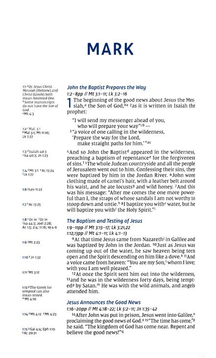 NIV, Side-Column Reference Bible (Deep Study at a Portable Size), Personal Size, Premium Goatskin Leather, Blue, Premier Collection, Art Gilded Edges, Comfort Print - Imagen 7