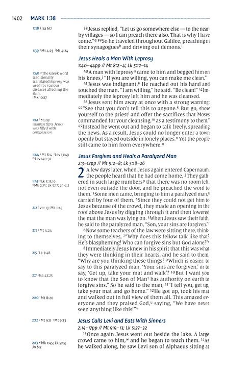 NIV, Side-Column Reference Bible (Deep Study at a Portable Size), Personal Size, Premium Goatskin Leather, Blue, Premier Collection, Art Gilded Edges, Comfort Print - Imagen 9
