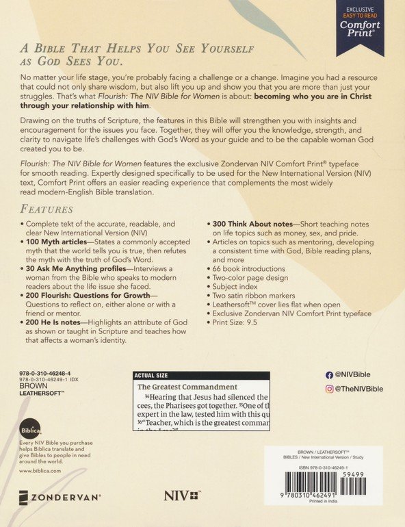 Flourish: The NIV Bible for Women, Leathersoft, Brown, Thumb Indexed, Comfort Print - Imagen 10