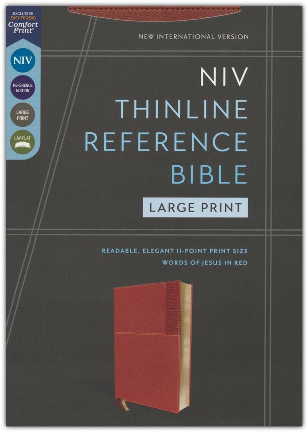 NIV, Thinline Reference Bible (Your Portable Reference Bible), Large Print, Leathersoft, Brown, Red Letter, Comfort Print - Imagen 2