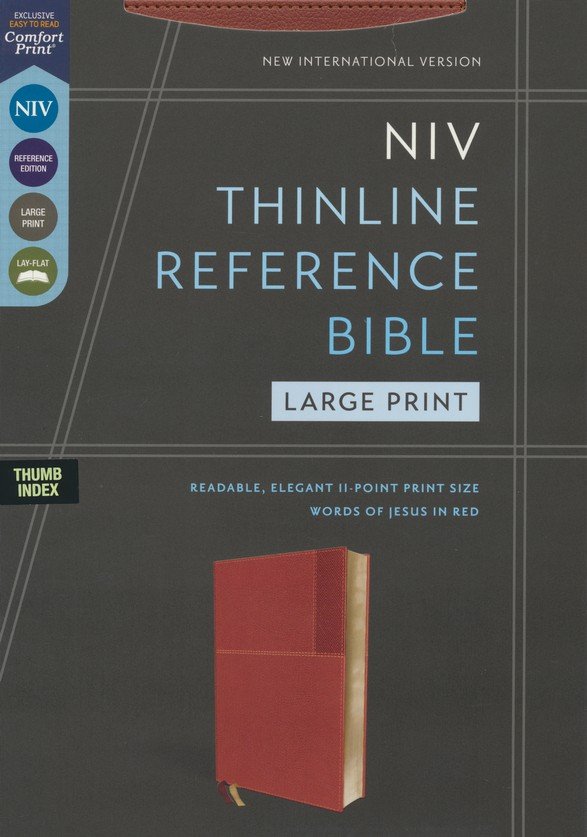 NIV, Thinline Reference Bible (Your Portable Reference Bible), Large Print, Leathersoft, Brown, Red Letter, Thumb Indexed, Comfort Print - Imagen 2
