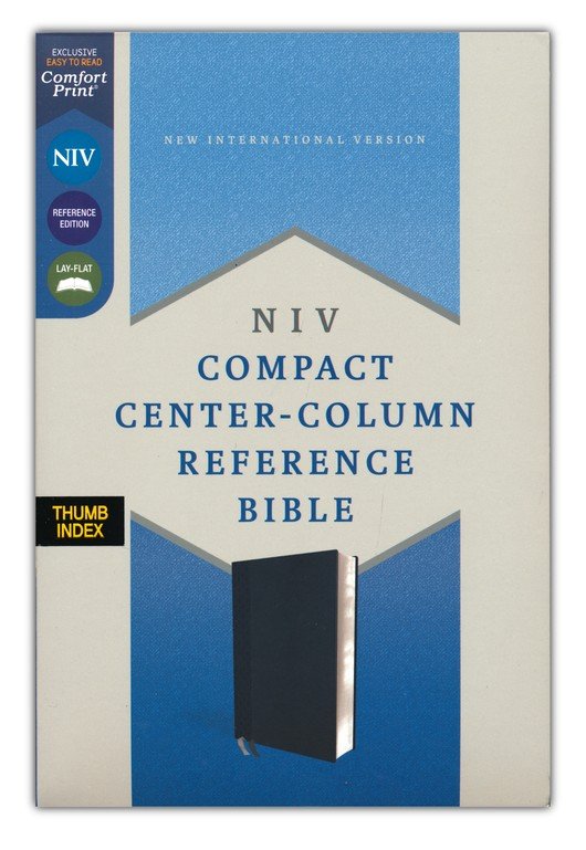 NIV, Compact Center-Column Reference Bible, Leathersoft, Black, Red Letter, Thumb Indexed, Comfort Print - Imagen 2