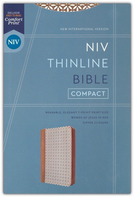 NIV, Thinline Bible, Compact, Leathersoft, Brown/White, Zippered, Red Letter, Comfort Print - Imagen 2
