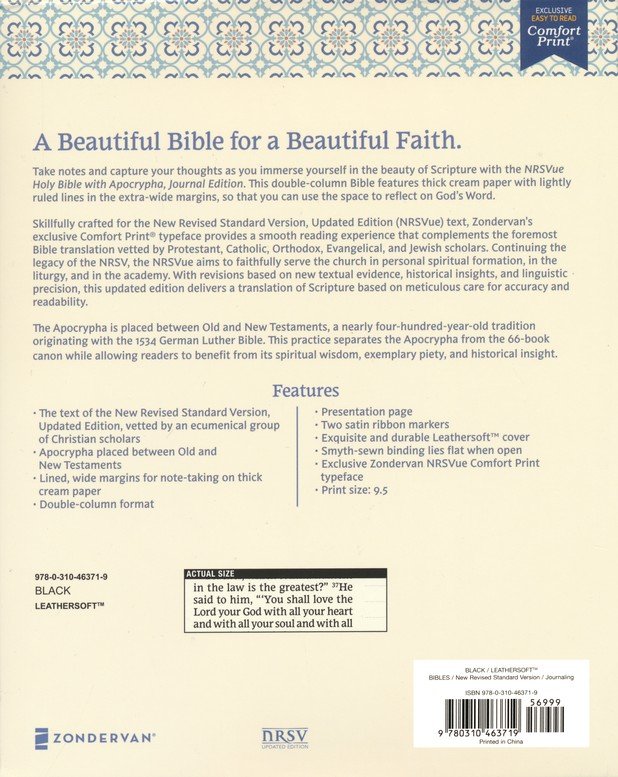 NRSVue, Holy Bible with Apocrypha, Journal Edition, Leathersoft, Black, Comfort Print - Imagen 10