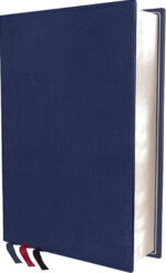 NIV, Side-Column Reference Bible (Deep Study at a Portable Size), Personal Size, Premium Goatskin Leather, Blue, Premier Collection, Art Gilded Edges, Comfort Print