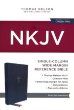 Alternative view of NKJV, Single-Column Wide-Margin Reference Bible, Cloth over Board, Blue, Red Letter, Comfort Print