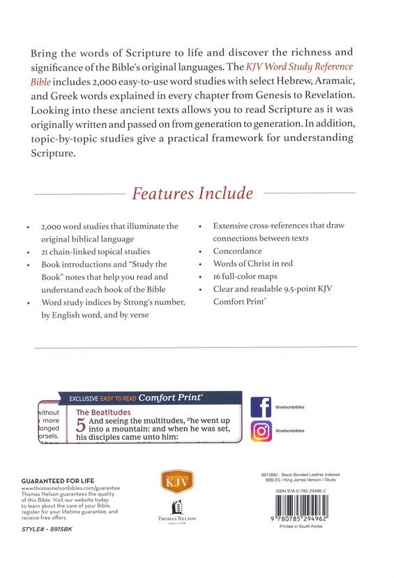 KJV, Word Study Reference Bible, Bonded Leather, Black, Red Letter, Thumb Indexed, Comfort Print : 2,000 Keywords that Unlock the Meaning of the Bible - Imagen 10