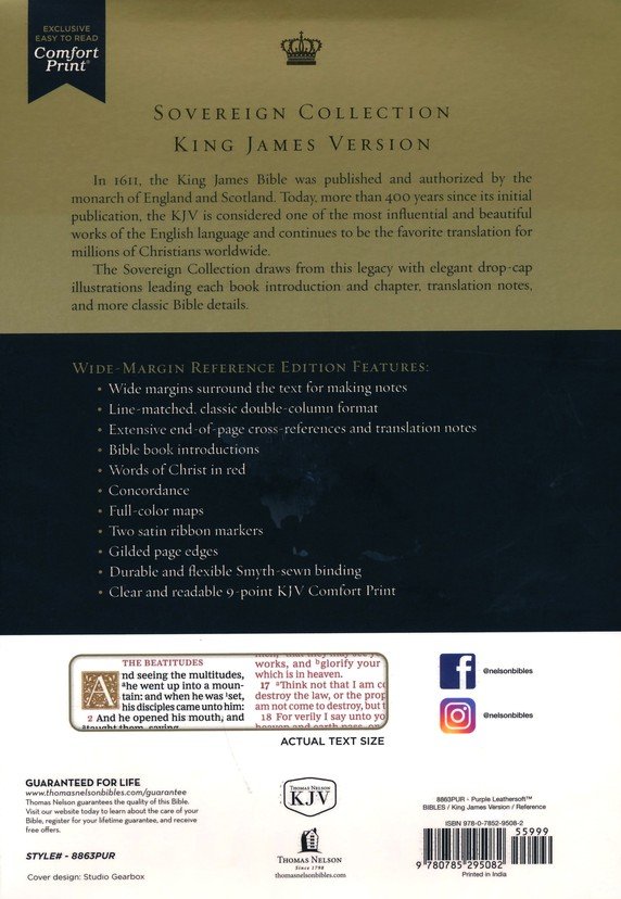 KJV, Wide-Margin Reference Bible, Sovereign Collection, Leathersoft, Purple, Red Letter, Comfort Print - Imagen 10