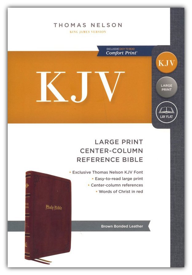 KJV Holy Bible Large Print Center-Column Reference Bible, Brown Bonded Leather, 53,000 Cross References, Red Letter, Comfort Print - Imagen 2