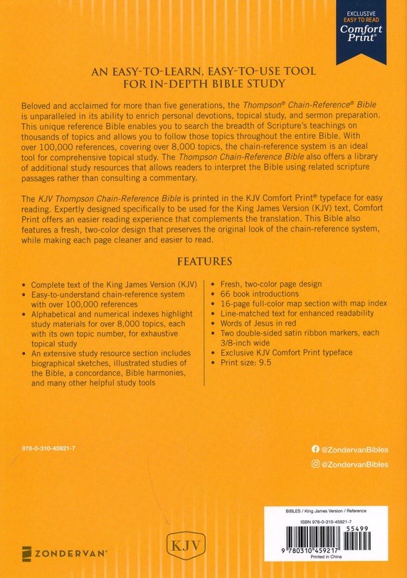 KJV, Thompson Chain-Reference Bible, Hardcover, Yellow Gold, Red Letter, Comfort Print - Imagen 9