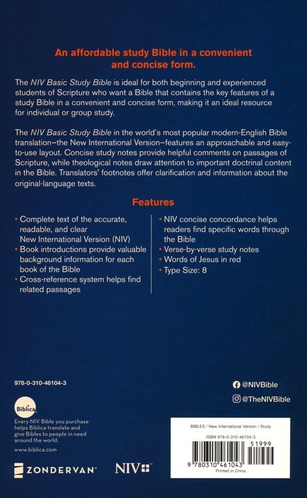 NIV, Basic Study Bible, Economy Edition, Paperback, Blue, Red Letter - Imagen 2