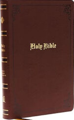 KJV Holy Bible Large Print Center-Column Reference Bible, Brown Bonded Leather, 53,000 Cross References, Red Letter, Comfort Print