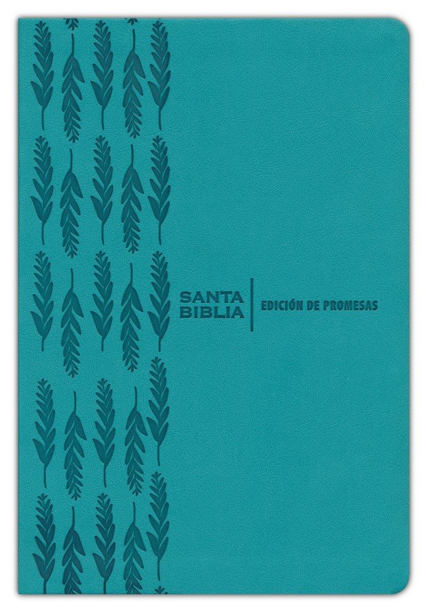 Santa Biblia de Promesas Reina Valera 1960 Letra Gigante Piel Especial Con Cierre Turquesa - Imagen 3