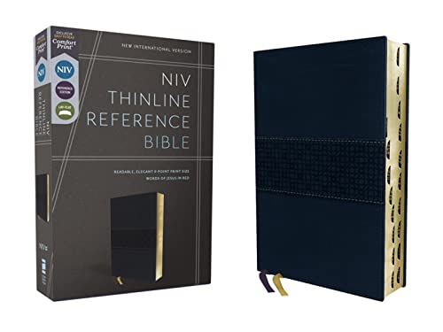 NIV, Thinline Reference Bible (Your Portable Reference Bible), Leathersoft, Navy, Red Letter, Thumb Indexed, Comfort Print - Imagen 2