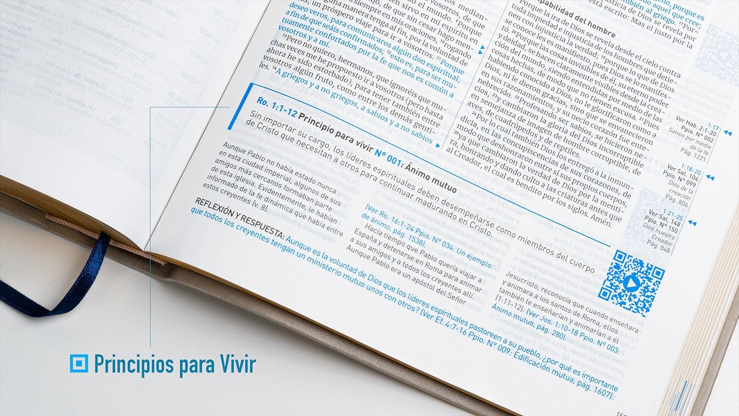 RVR 1960 Biblia QR Principios Para Vivir Imitación Piel Arena - Gene A. Getz - Imagen 3