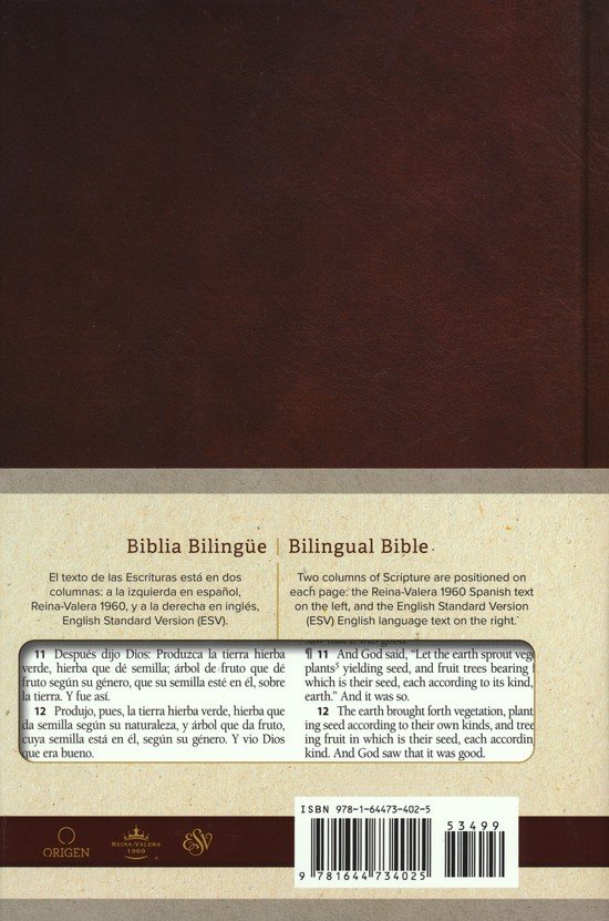 Biblia Bilingüe Reina Valera 1960/ESV Letra Grande Tapa Dura Marrón - Imagen 12
