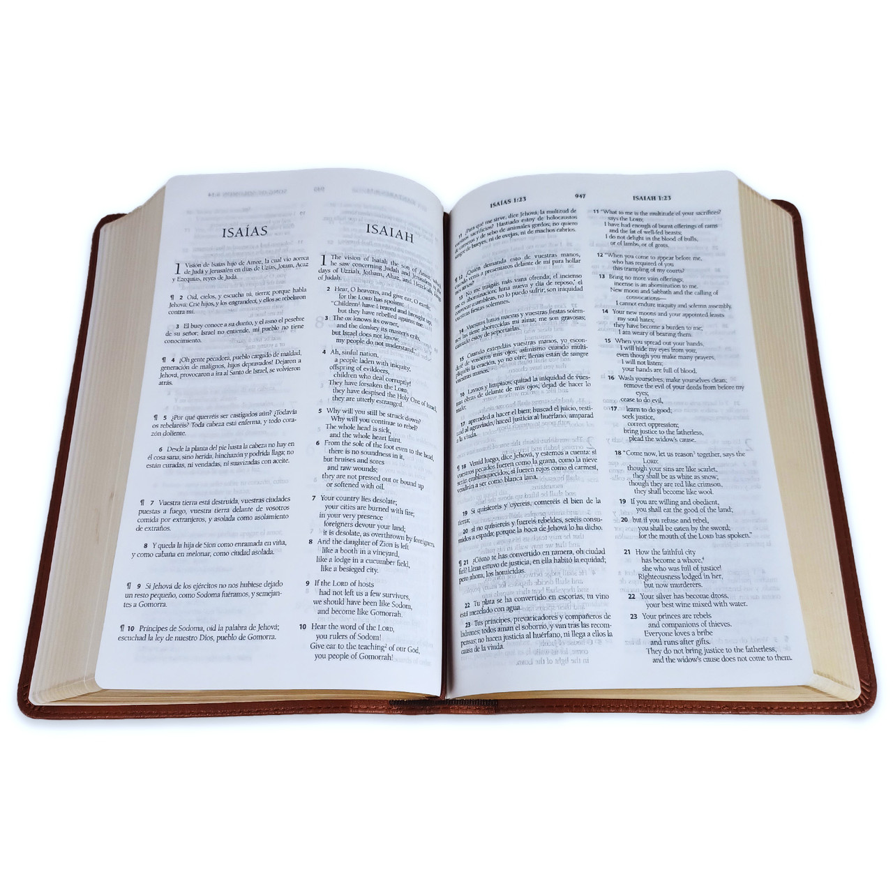 Biblia Bilingüe Reina Valera 1960/ESV English Standard Version - Letra Gigante Imitación Piel Marrón - Imagen 4