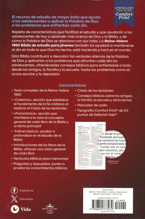 RVR60, Biblia de Estudio para Jóvenes, Imitación Piel Oro Rosa, Palabras de Jesús en Rojo, Comfort Print - Imagen 11