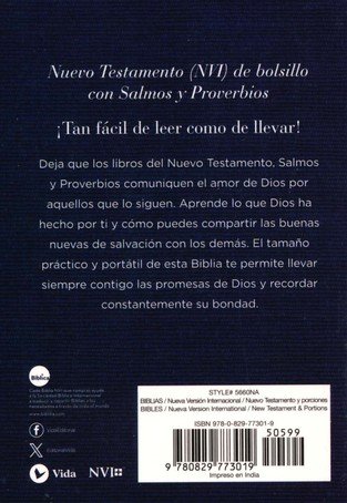 NVI, Nuevo Testamento De Bolsillo, con Salmos y Proverbios, Revisión 2022, Tapa Blanda, Azul Añil - Imagen 9