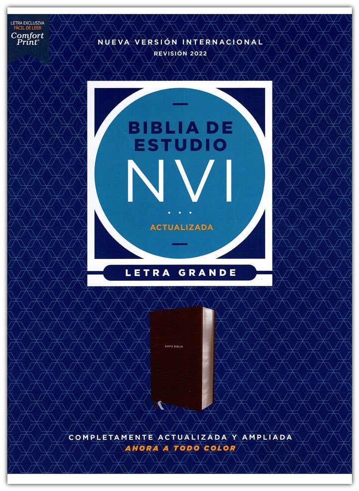 NVI, Biblia De Estudio Actualizada, Revisión 2022, Imitación Piel, Café, Letra Grande, Interior A Color, Palabras De Jesús En Rojo, Comfort Print - Imagen 2