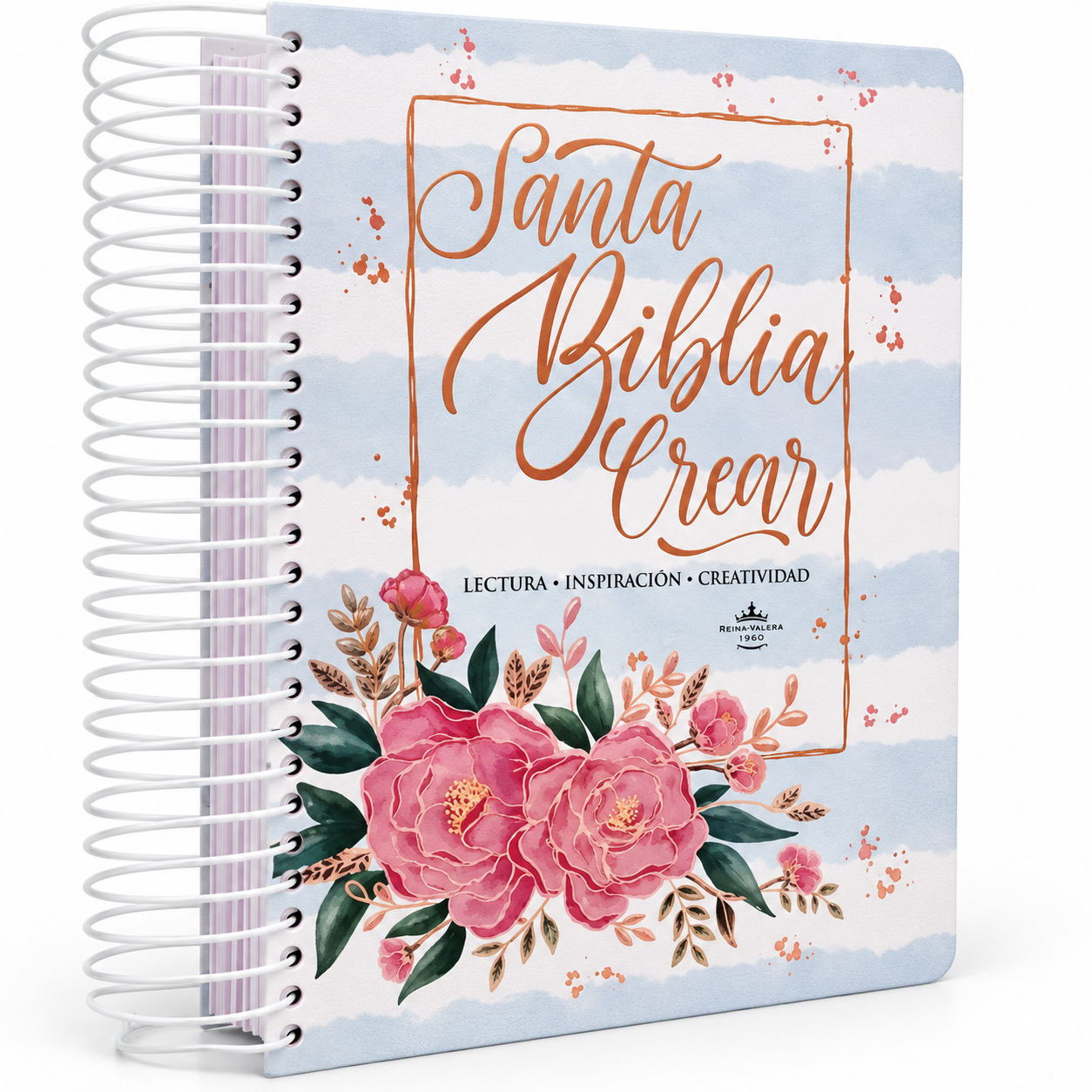 Biblia Crear para Mujer Letra Grande RV1960 Tapa Dura Flores con Espiral
